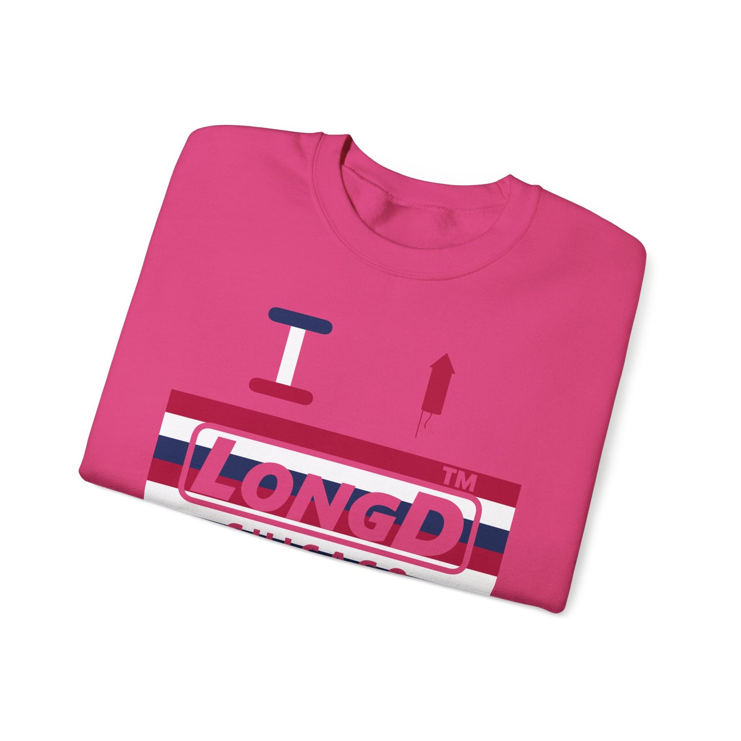 I firecracker LongD negative horizontal 6-striped Chicago logo crewneck sweatshirt