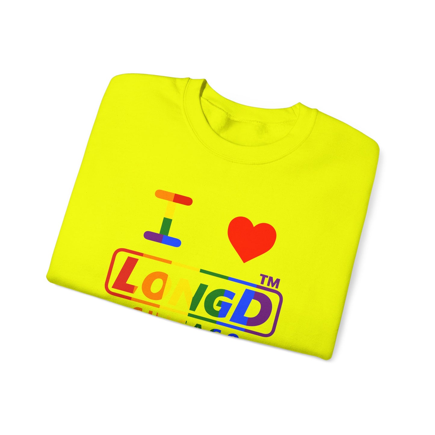I Luv LongD positive vertical striped Chicago logo crewneck sweatshirt (Pride colors)
