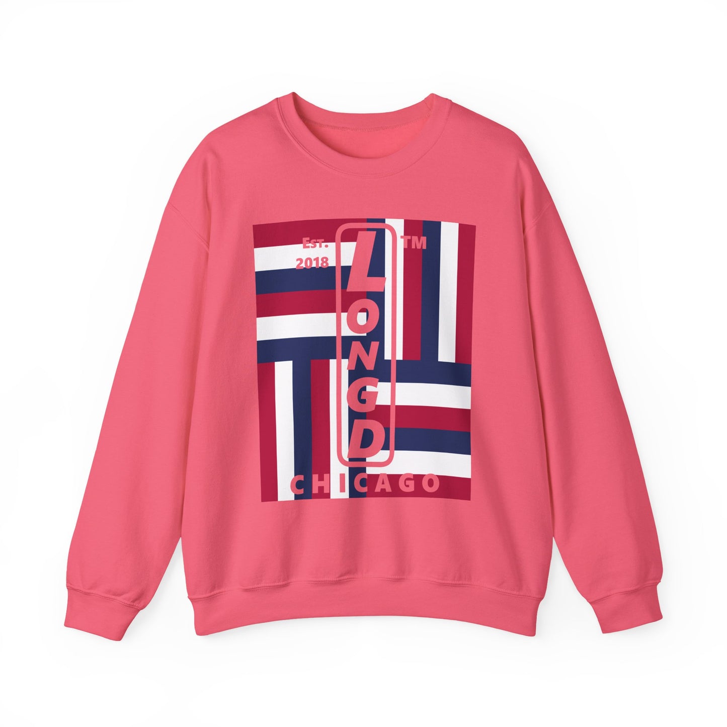 LongD negative windmill Chicago logo crewneck sweatshirt (patriotic colors)