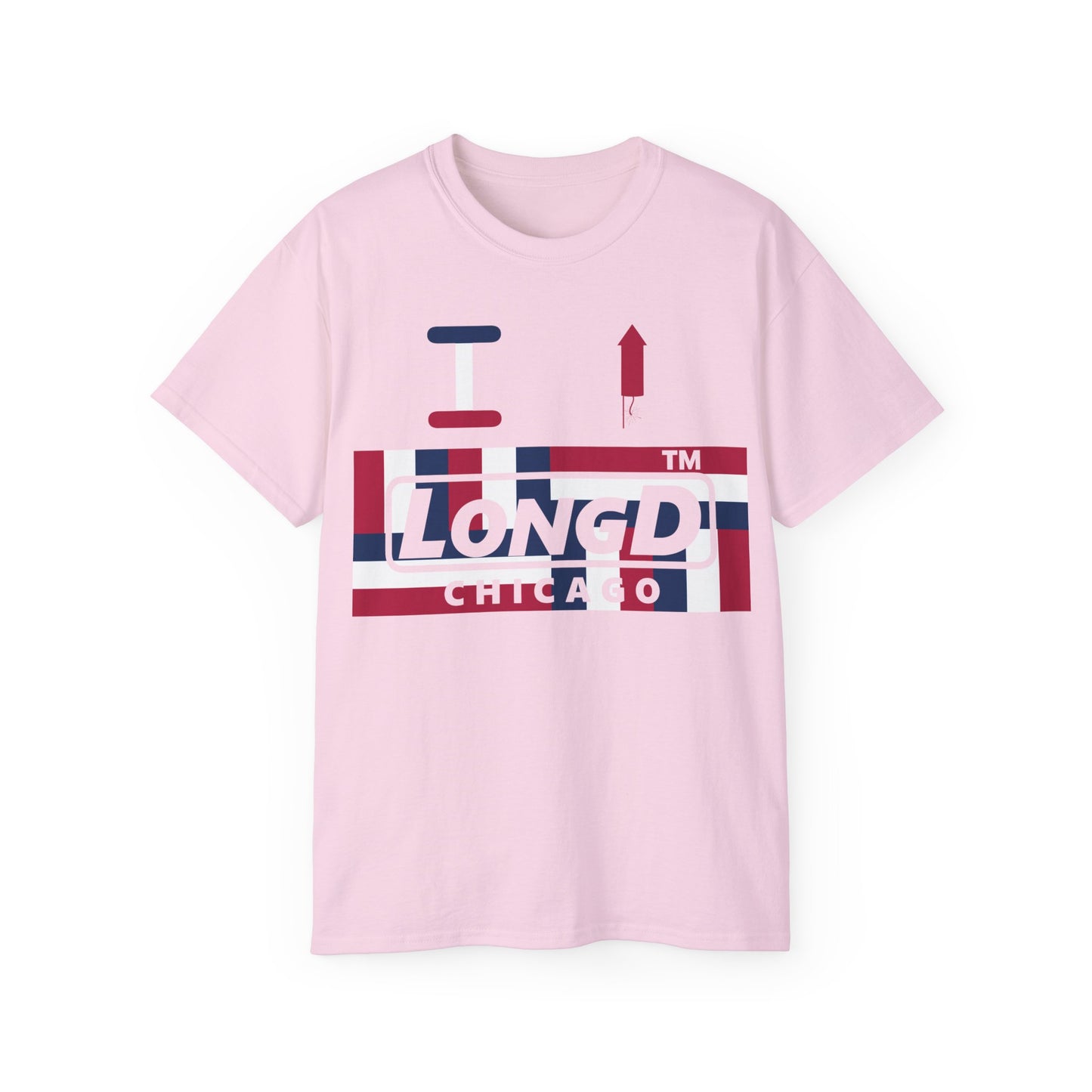 I firecracker LongD negative modified windmill Chicago logo cotton tee