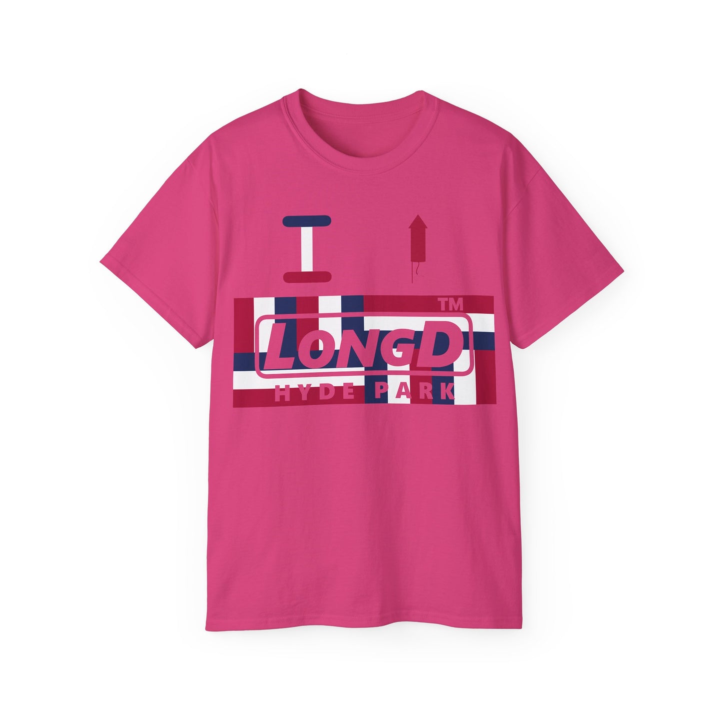 I firecracker LongD negative modified windmill Hyde Park logo cotton tee