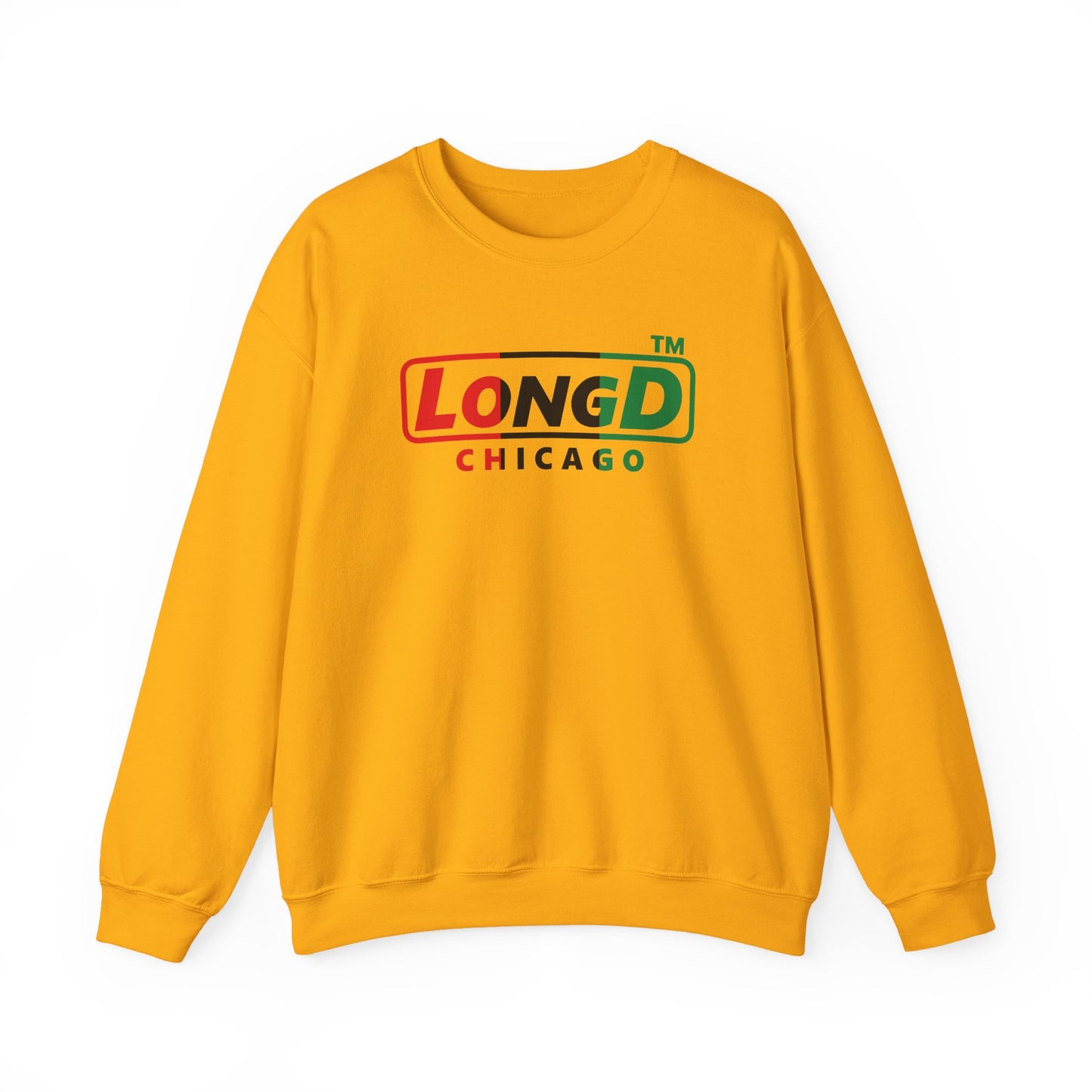 LongD positive vertical 3-striped Chicago logo crewneck sweatshirt (Juneteenth colors)