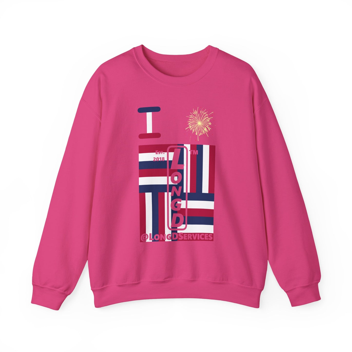 I Burst LongD negative windmill tag upright front-back logo crewneck sweatshirt