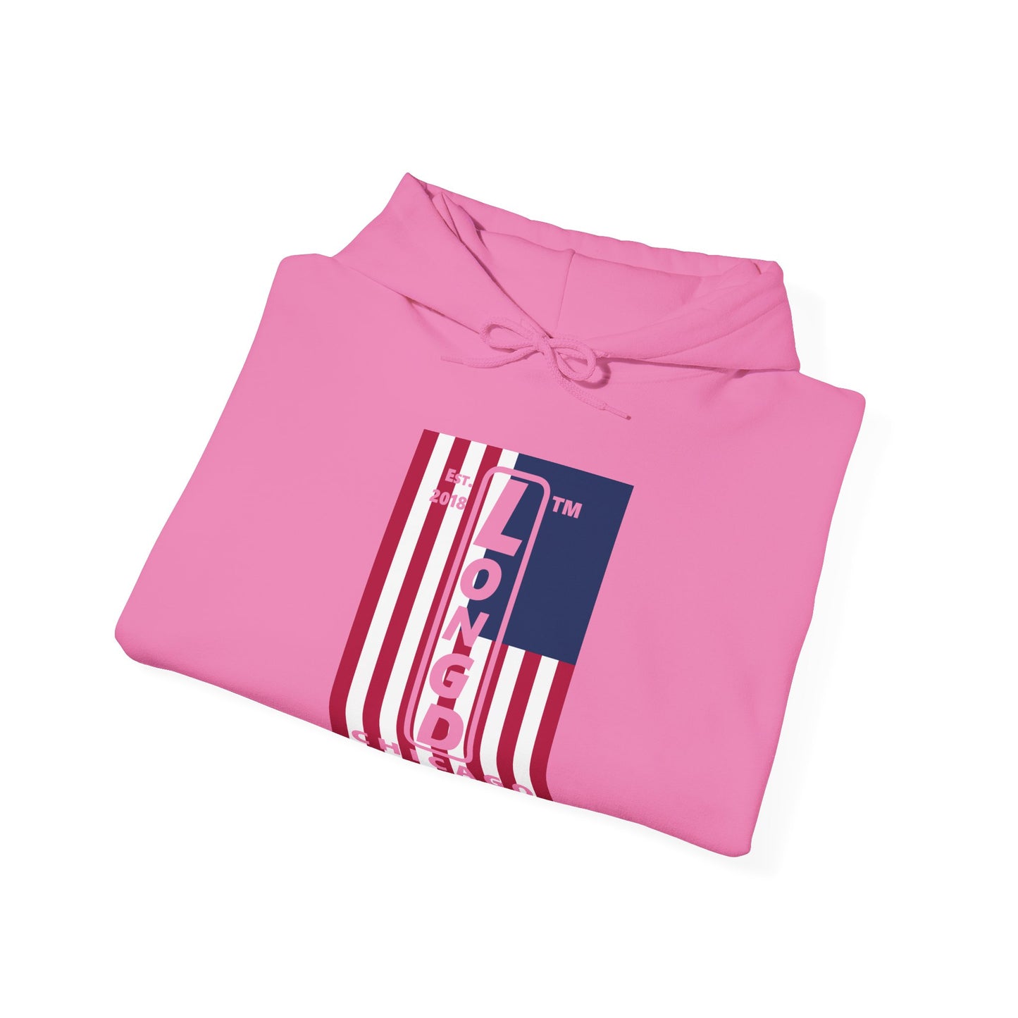 LongD® negative cropped flag upright Chicago logo hoodie