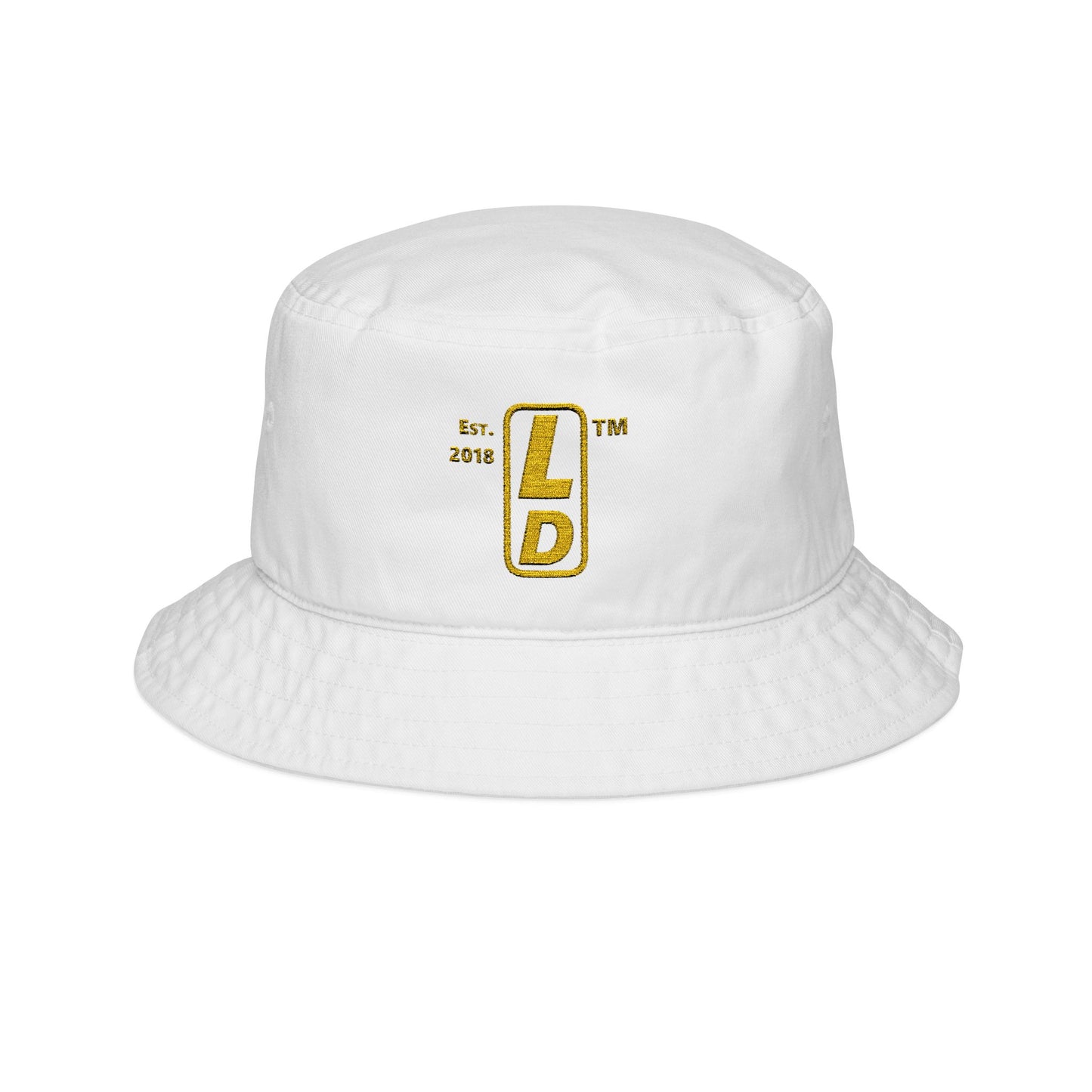 Embroidered alternate basic upright logo initials bucket hat