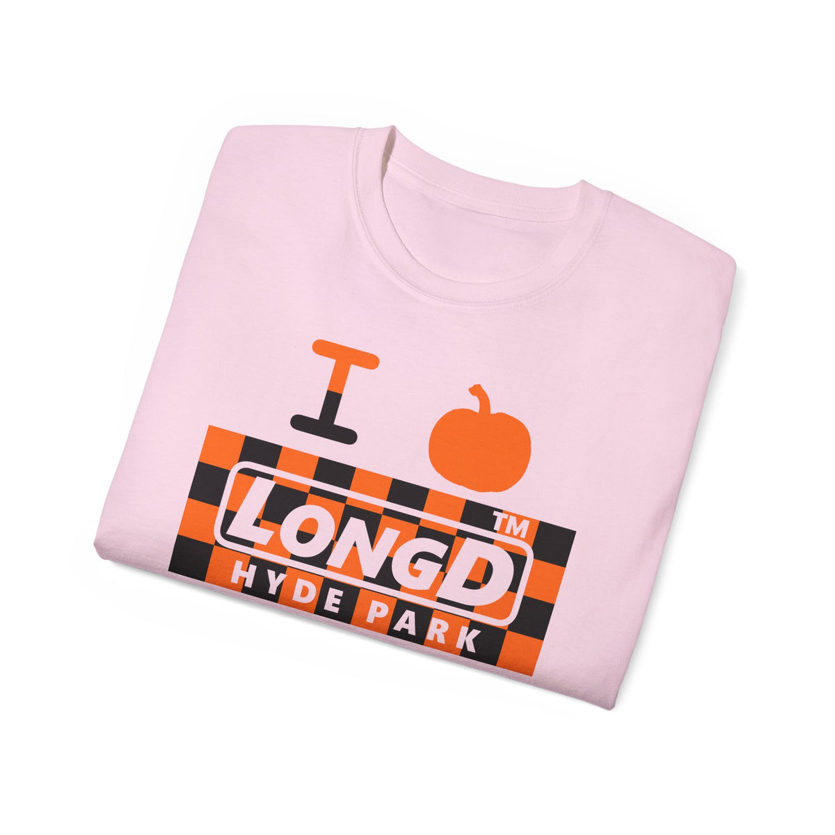 I pumpkin LongD Hyde Park negative checkered logo cotton tee