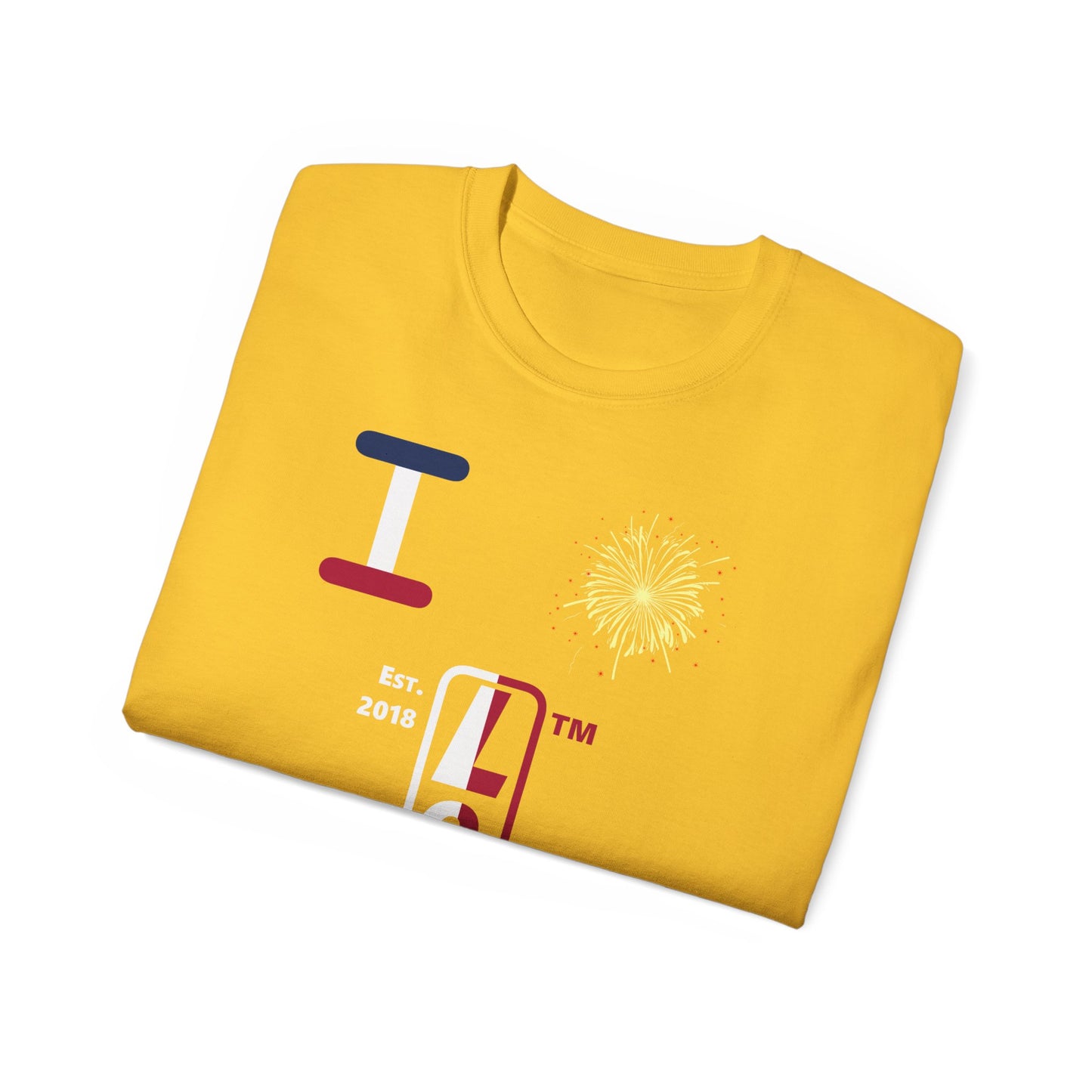 I Burst LongD cotton tee positive quarters Hyde Park upright logo (Patriotic colors)
