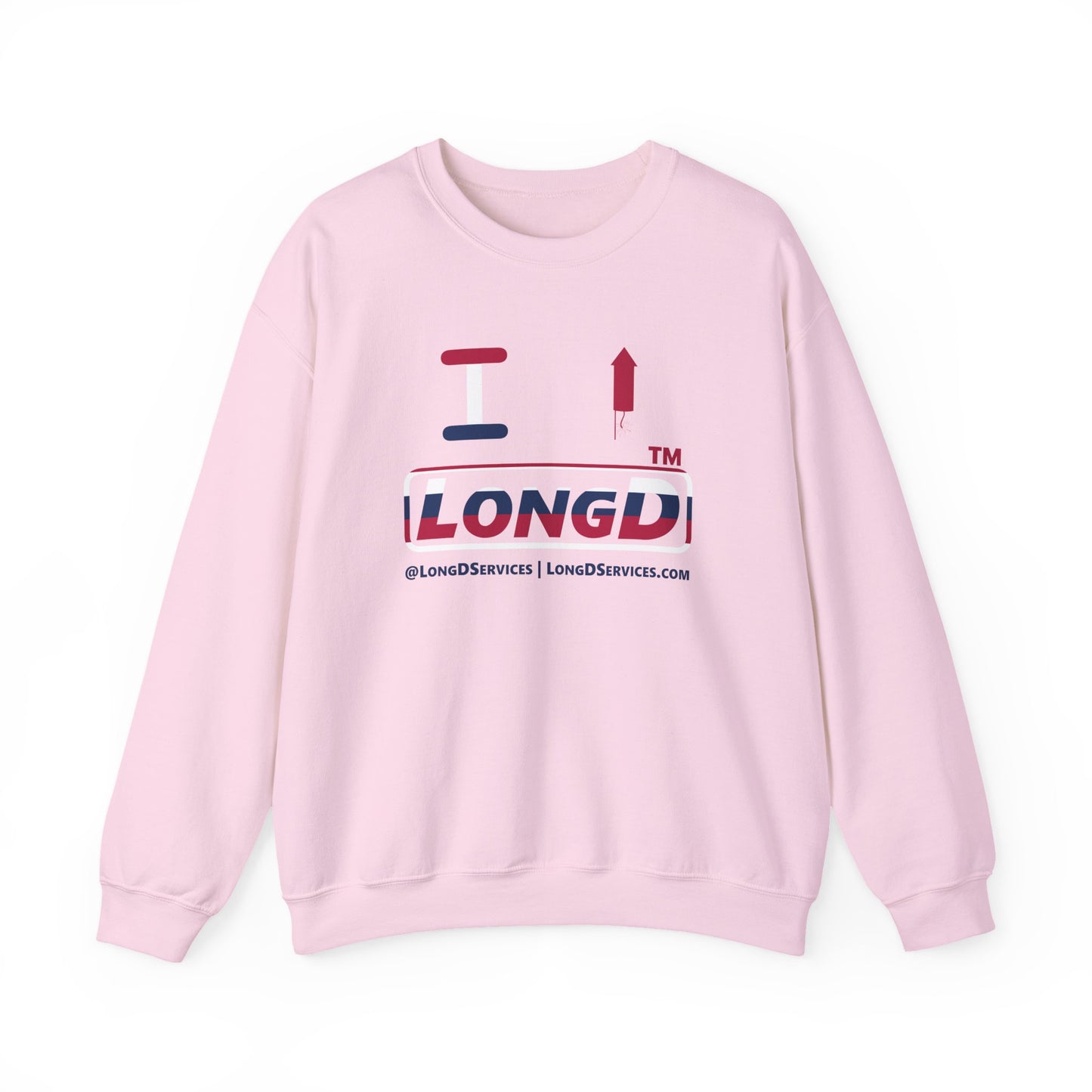I firecracker LongD positive horizontal 6-striped tag-domain logo crewneck sweatshirt