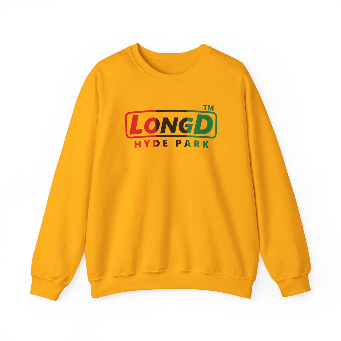 LongD positive vertical 3-striped Hyde Park logo crewneck sweatshirt (Juneteenth colors)