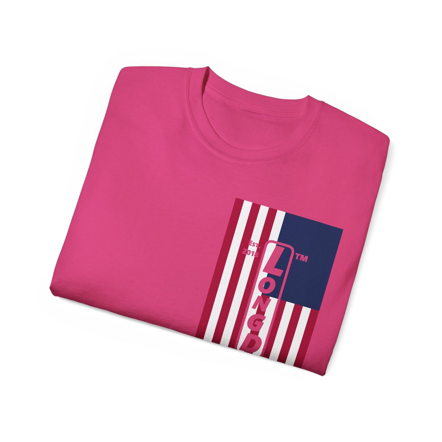 LongD cotton tee negative cropped flag single-breasted front-back Hyde Park upright logo (Patriotic colors)