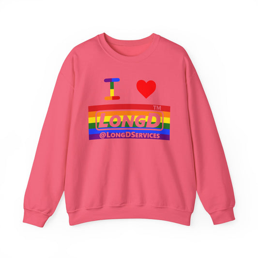 I Luv LongD negative horizontal striped tag logo crewneck sweatshirt (Pride colors)