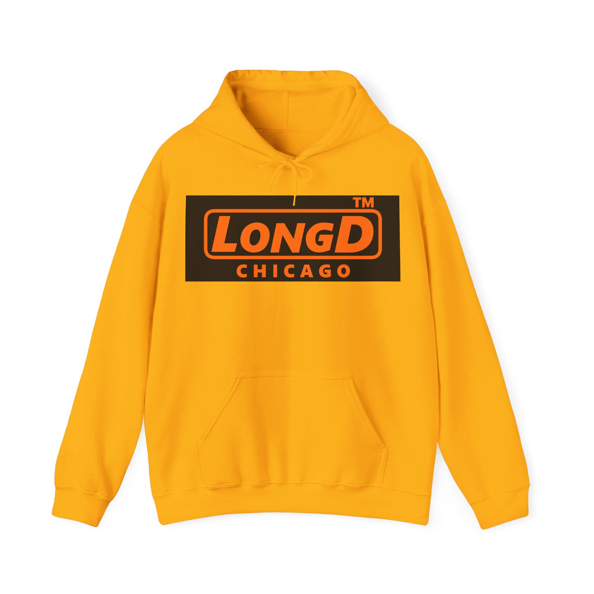 LongD Chicago logo orange (FE7518) on Black (000000) (Halloween colors) hoodie