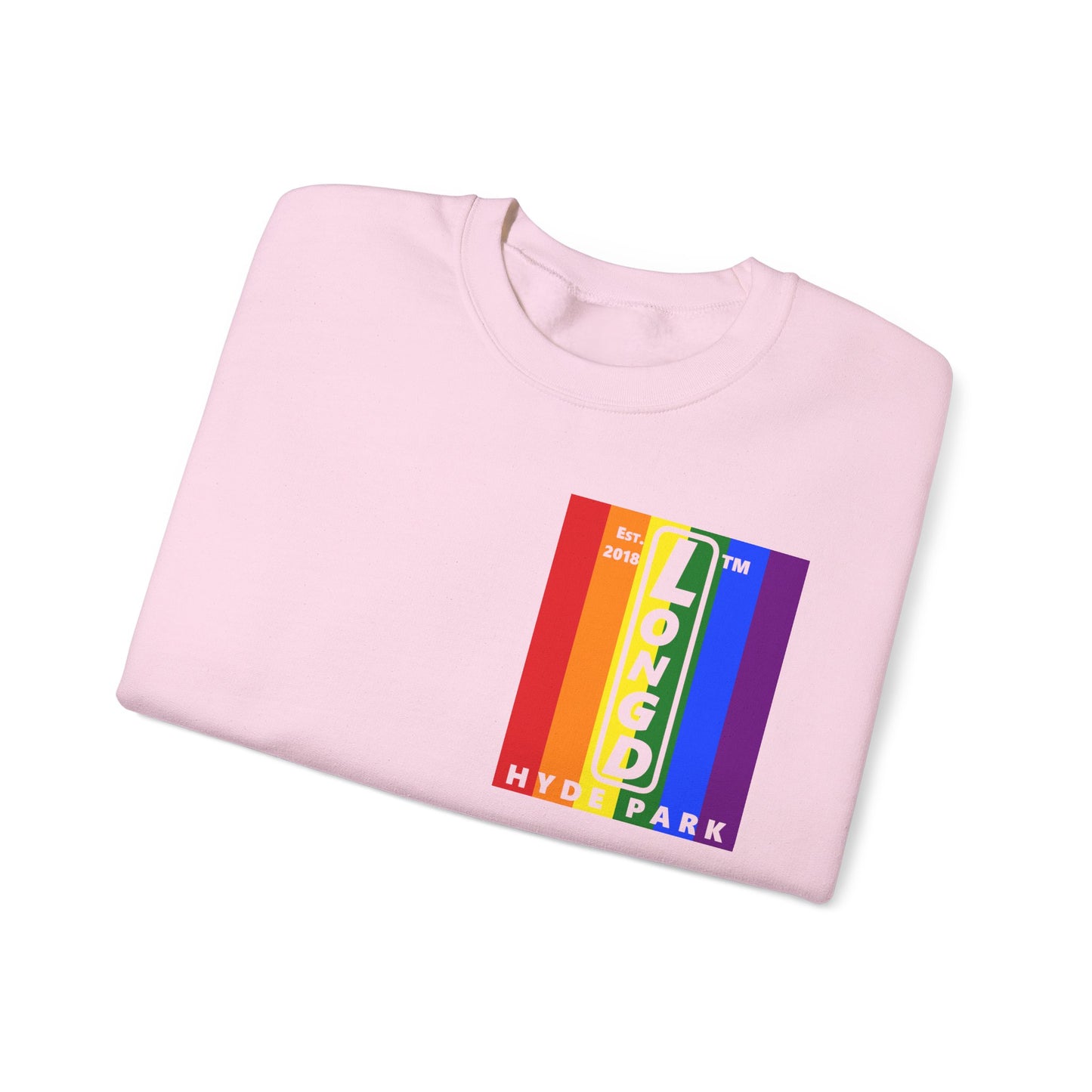 LongD negative flag single-breasted front-back Hyde Park upright logo crewneck sweatshirt (Pride colors)