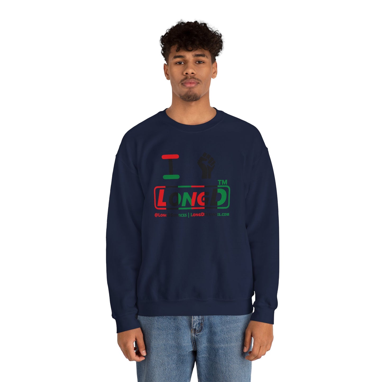 I fist LongD positive vertical 6-striped tag-domain logo crewneck sweatshirt