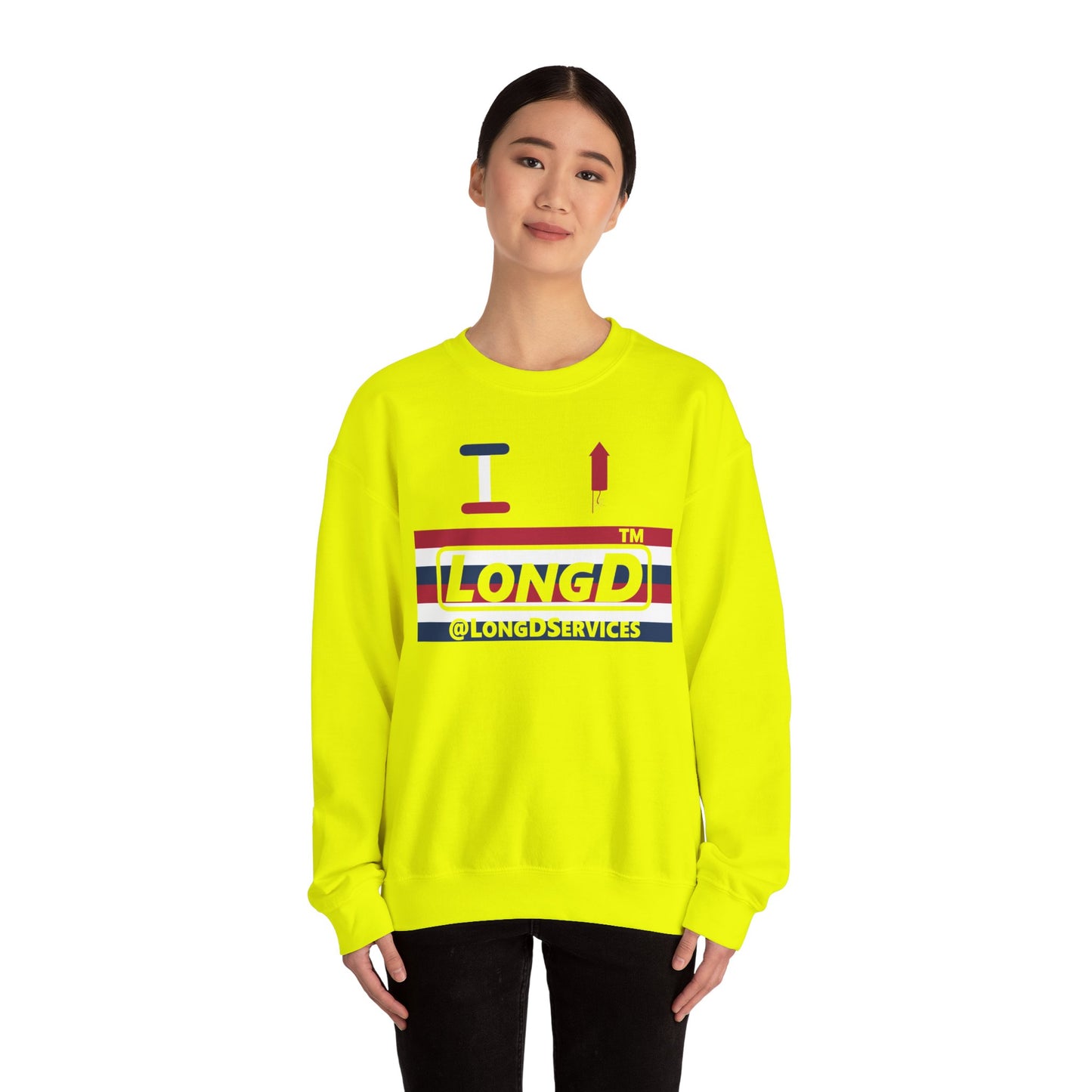 I firecracker LongD negative horizontal 6-striped tag logo crewneck sweatshirt