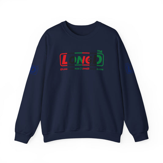 LongD positive vertical 6-striped 4-print tag-domain logo crewneck sweatshirt (Juneteenth colors)