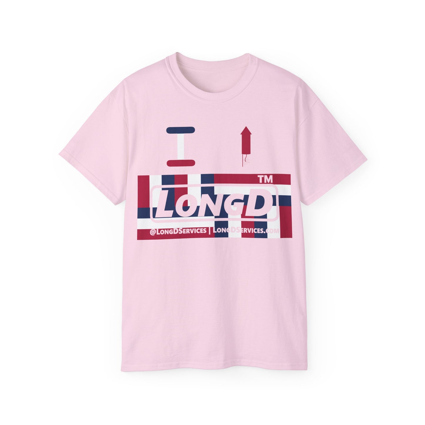 I firecracker LongD negative modified windmill tag-domain logo cotton tee