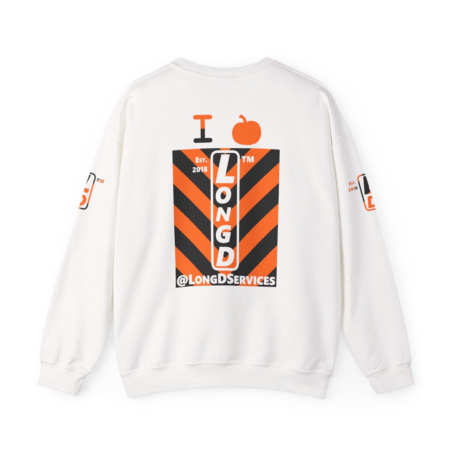I pumpkin LongD Tag negative upright downward chevron 4-print logo crewneck sweatshirt