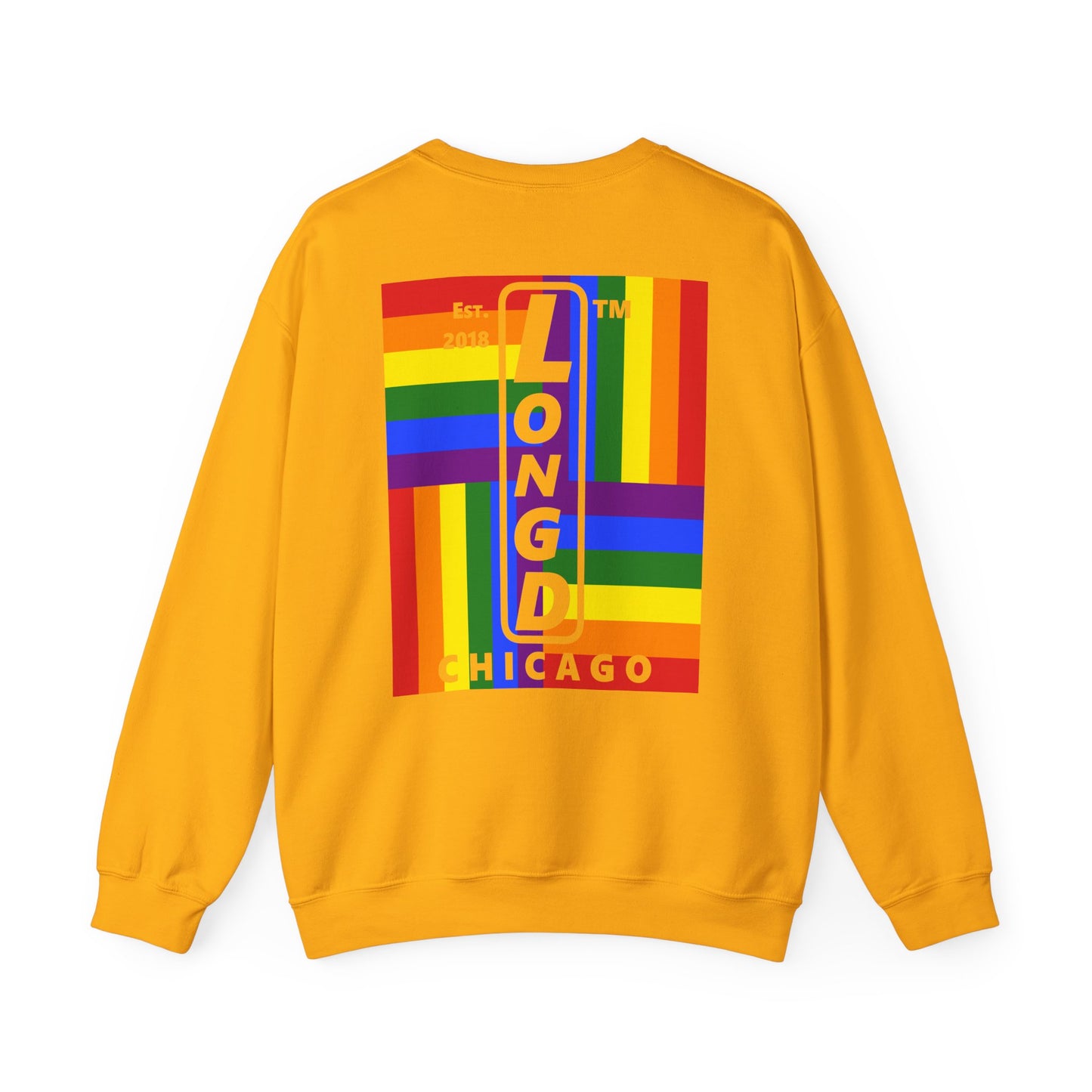 I Luv LongD negative windmill Chicago upright front-back logo crewneck sweatshirt