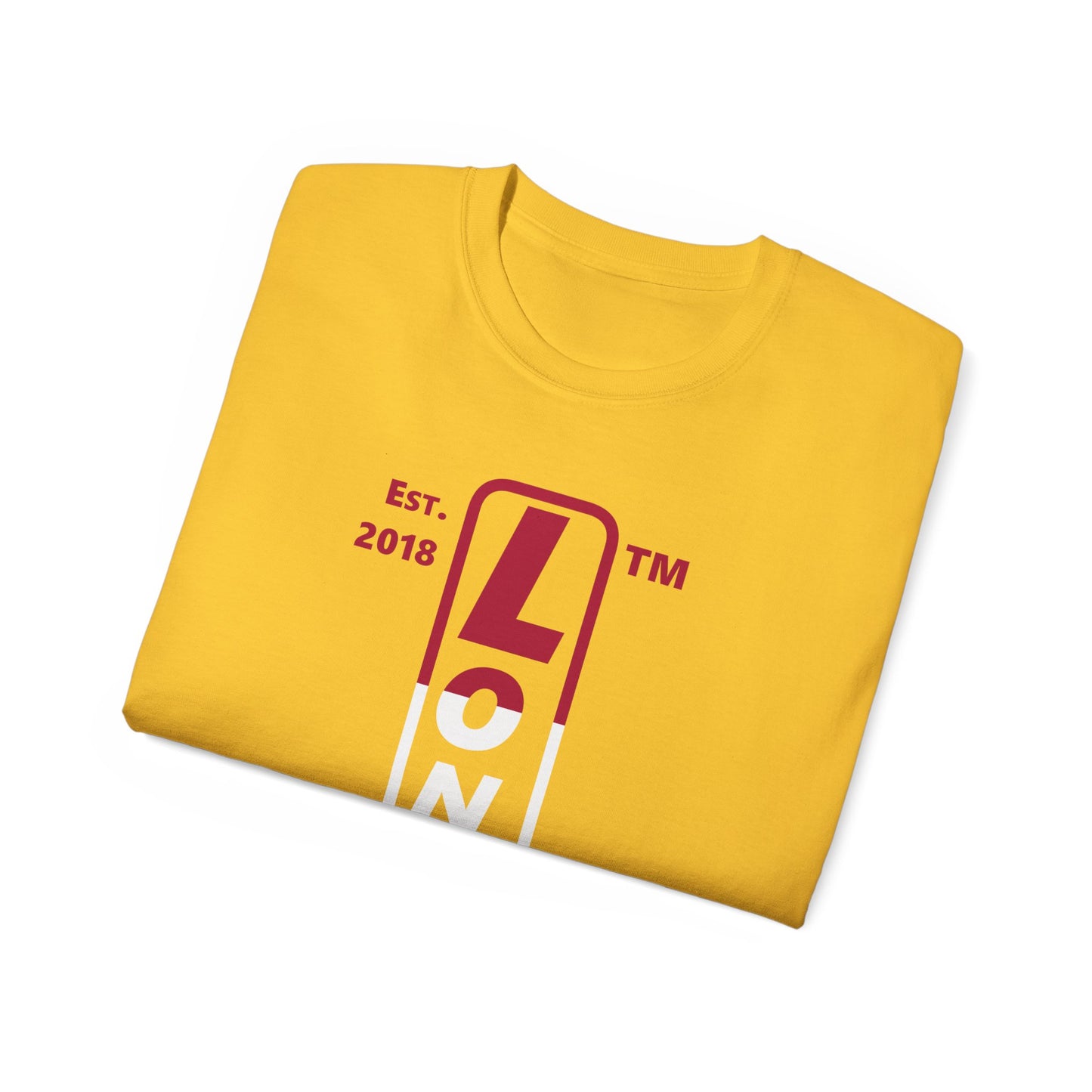 LongD cotton tee positive horizontal 3-striped Hyde Park upright logo (Patriotic colors)