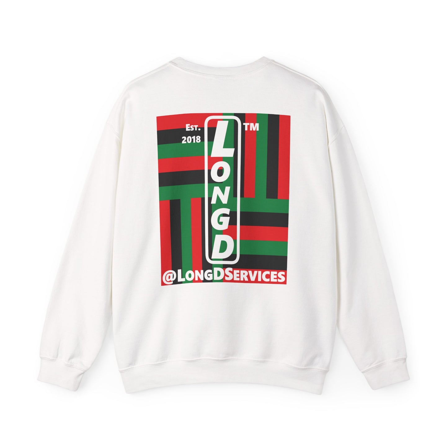 I Fist LongD negative windmill tag upright front-back logo crewneck sweatshirt