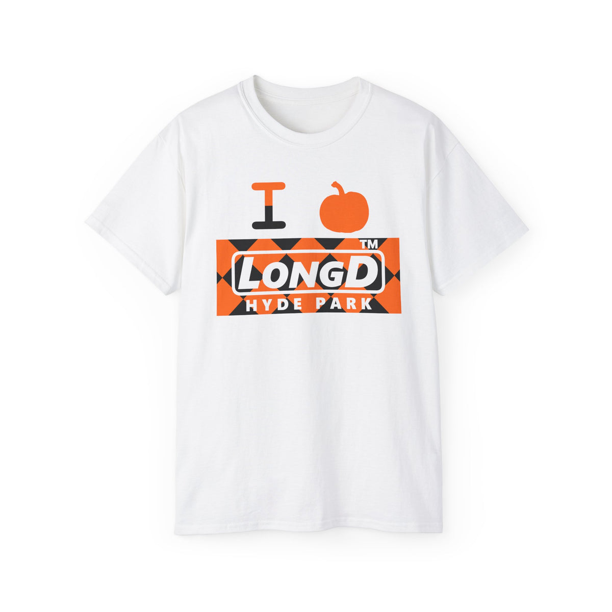 I pumpkin LongD Hyde Park negative argyle logo cotton tee
