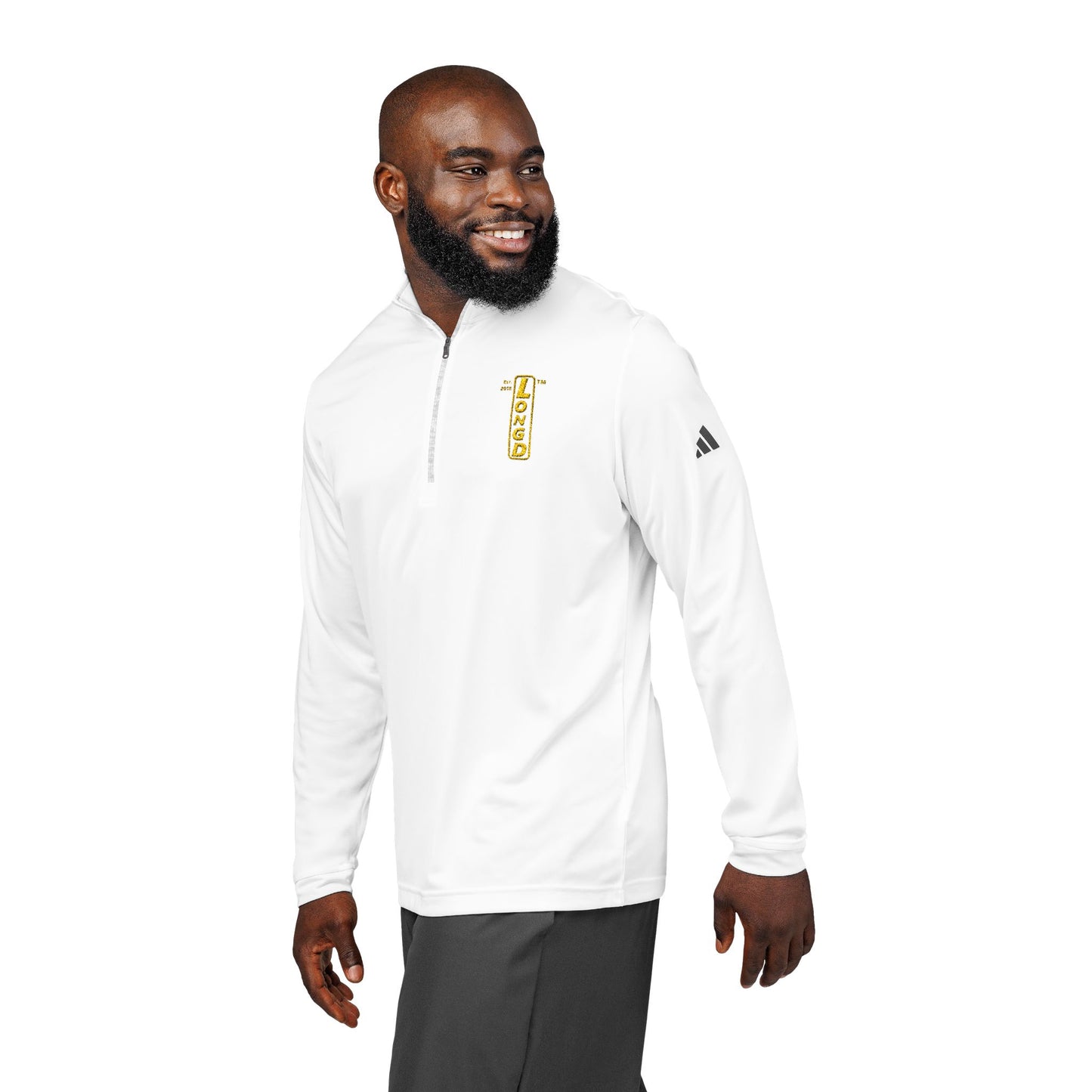 Embroidered adidas® Quarter-Zip pullover official reverse basic logo upright