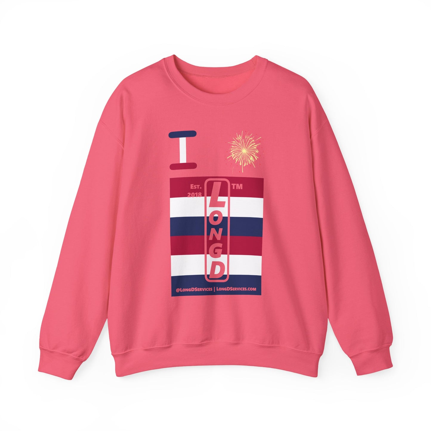 I Burst LongD negative horizontal 6-striped tag-domain upright logo crewneck sweatshirt