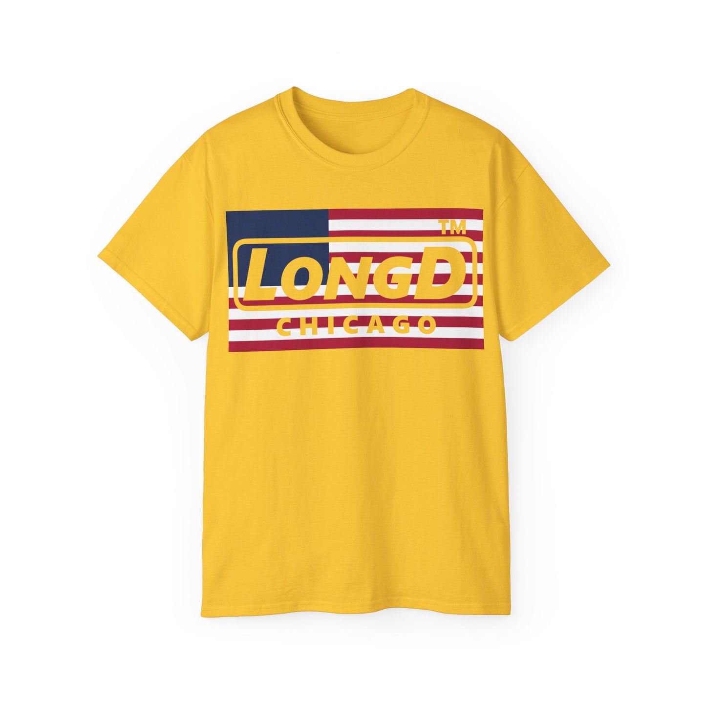 LongD negative flag Chicago logo cotton tee (patriotic colors)