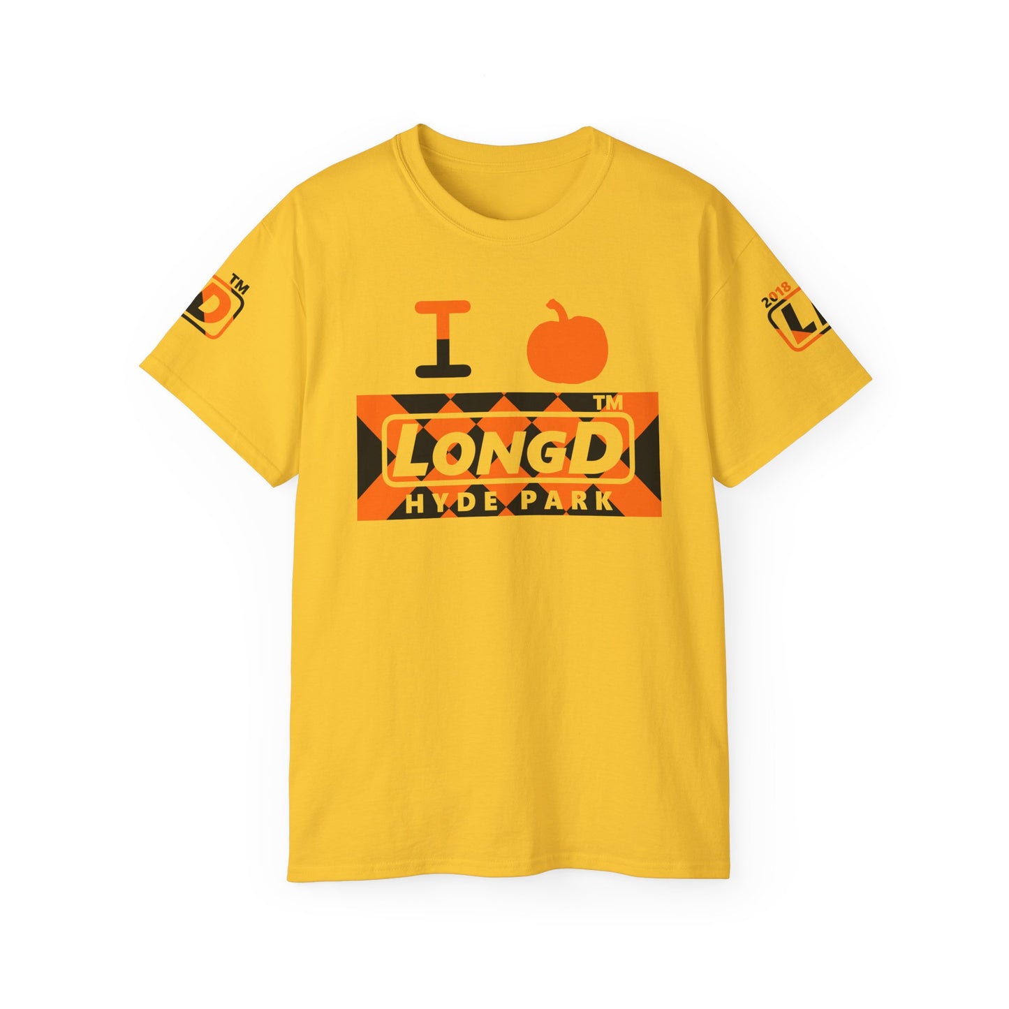 I pumpkin LongD Hyde Park negative stylized argyle 4-print logo cotton tee
