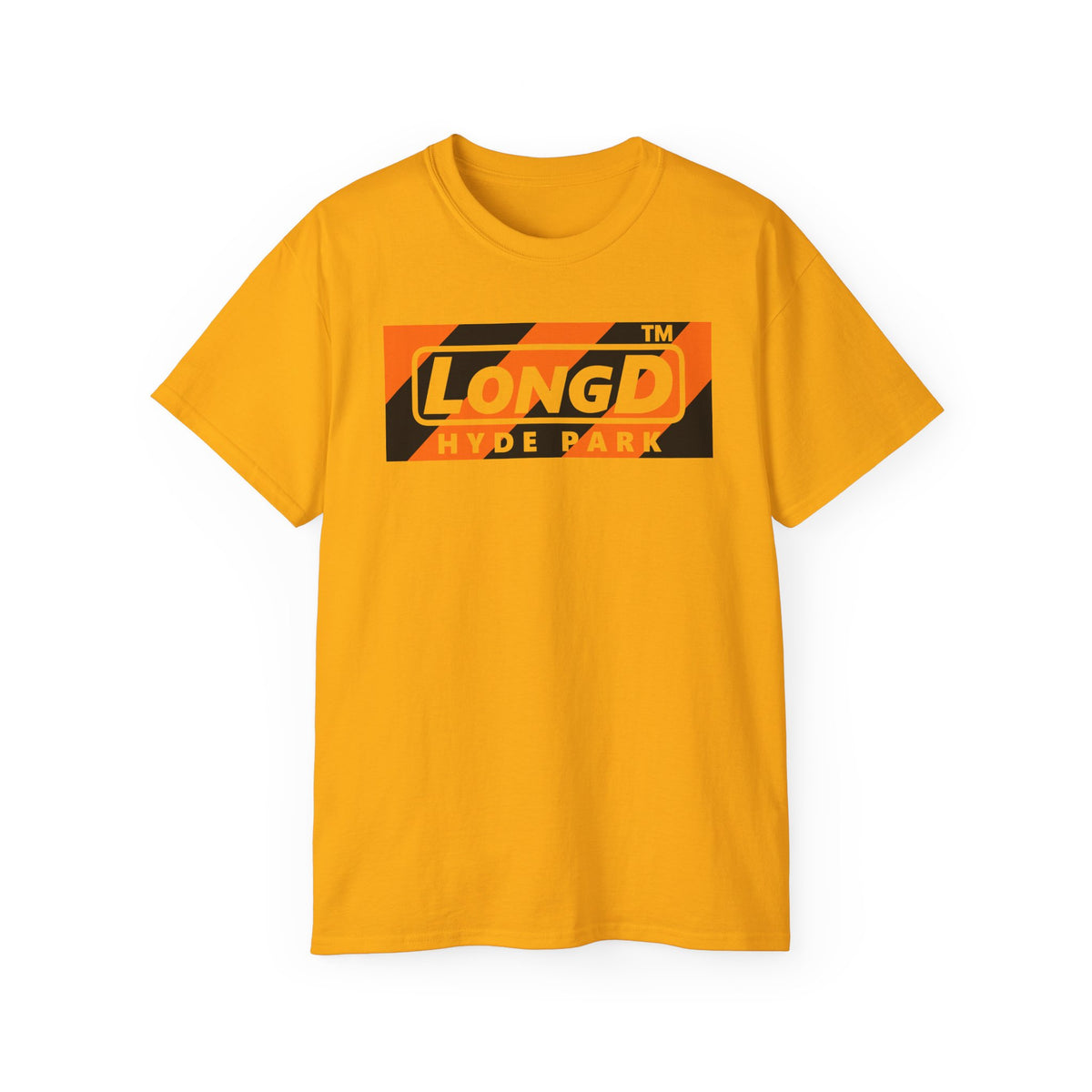 LongD Hyde Park negative diagonal 6-striped front-back logo (Halloween colors) cotton tee