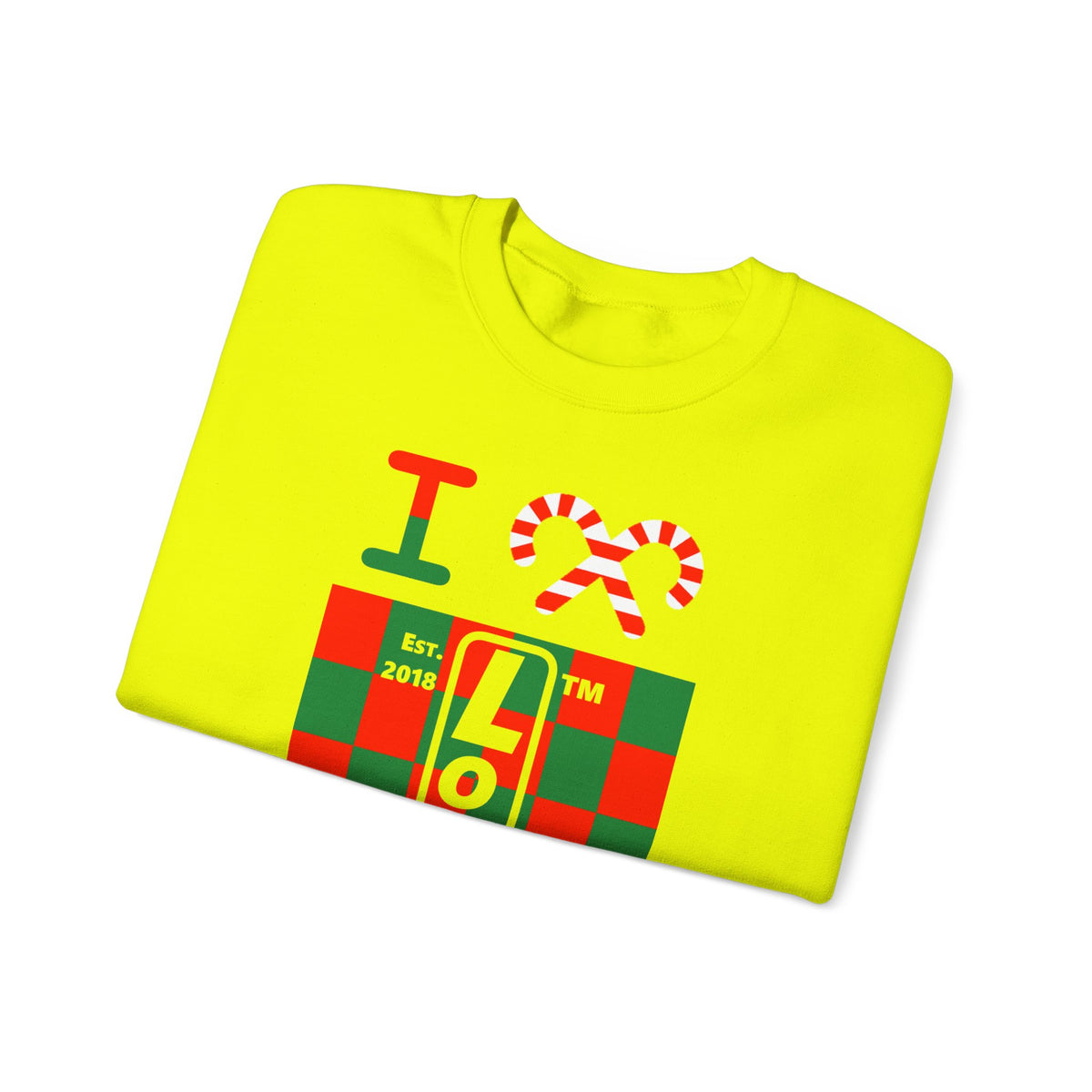 I candy cane LongD Chicago negative upright checkered logo crewneck sweatshirt