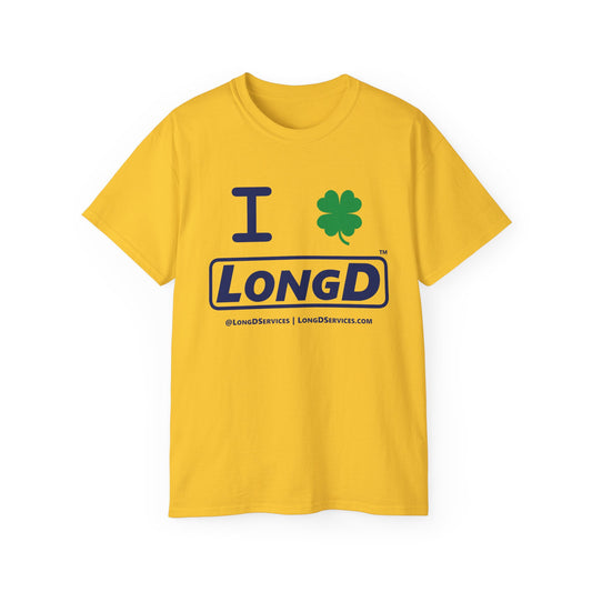I Clover LongD® Logo Cotton Tee (St. Patrick's Day -Navy with 4-leaf clover)