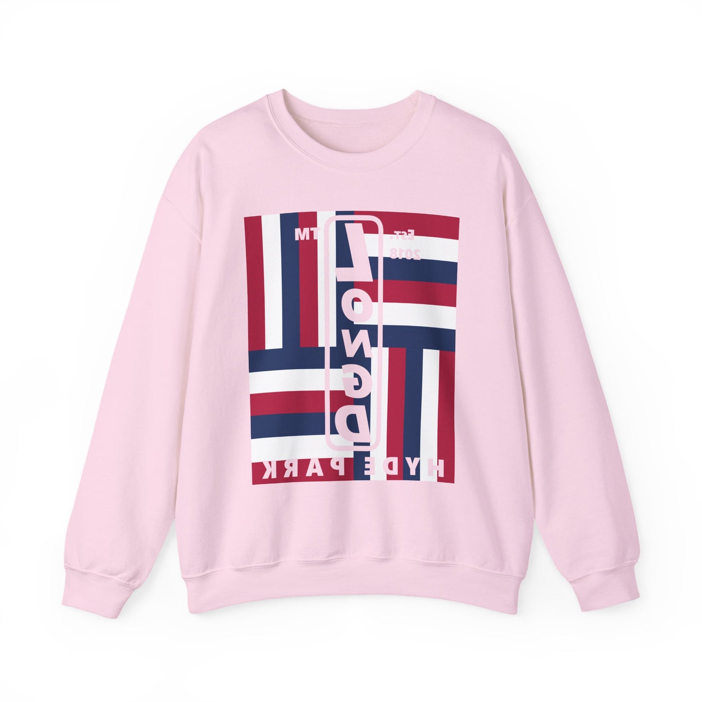 LongD negative rotated windmill Hyde Park front-back upright logo crewneck sweatshirt (patriotic colors)