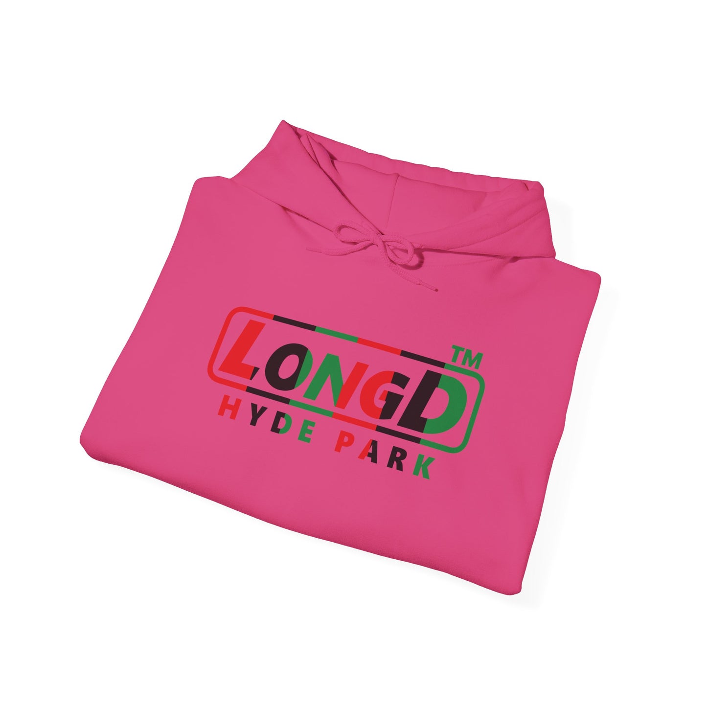 LongD® positive vertical 6-striped Hyde Park logo Hoodie (Juneteenth colors)