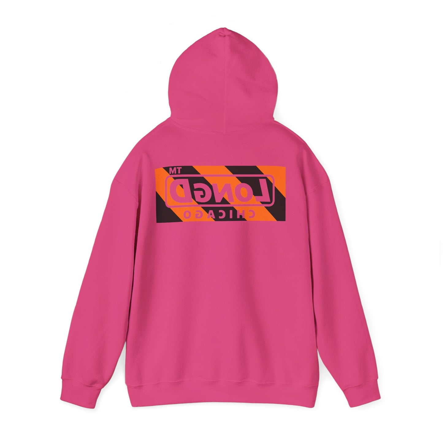 LongD Chicago negative diagonal 6-striped front-back logo (Halloween colors) hoodie