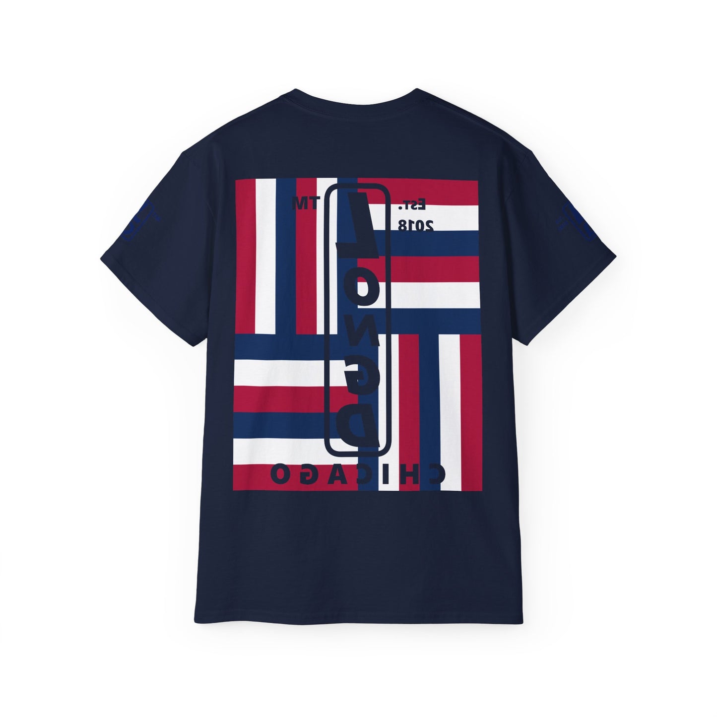 I Burst LongD cotton tee negative windmill 4-print Chicago upright logo (Patriotic colors)