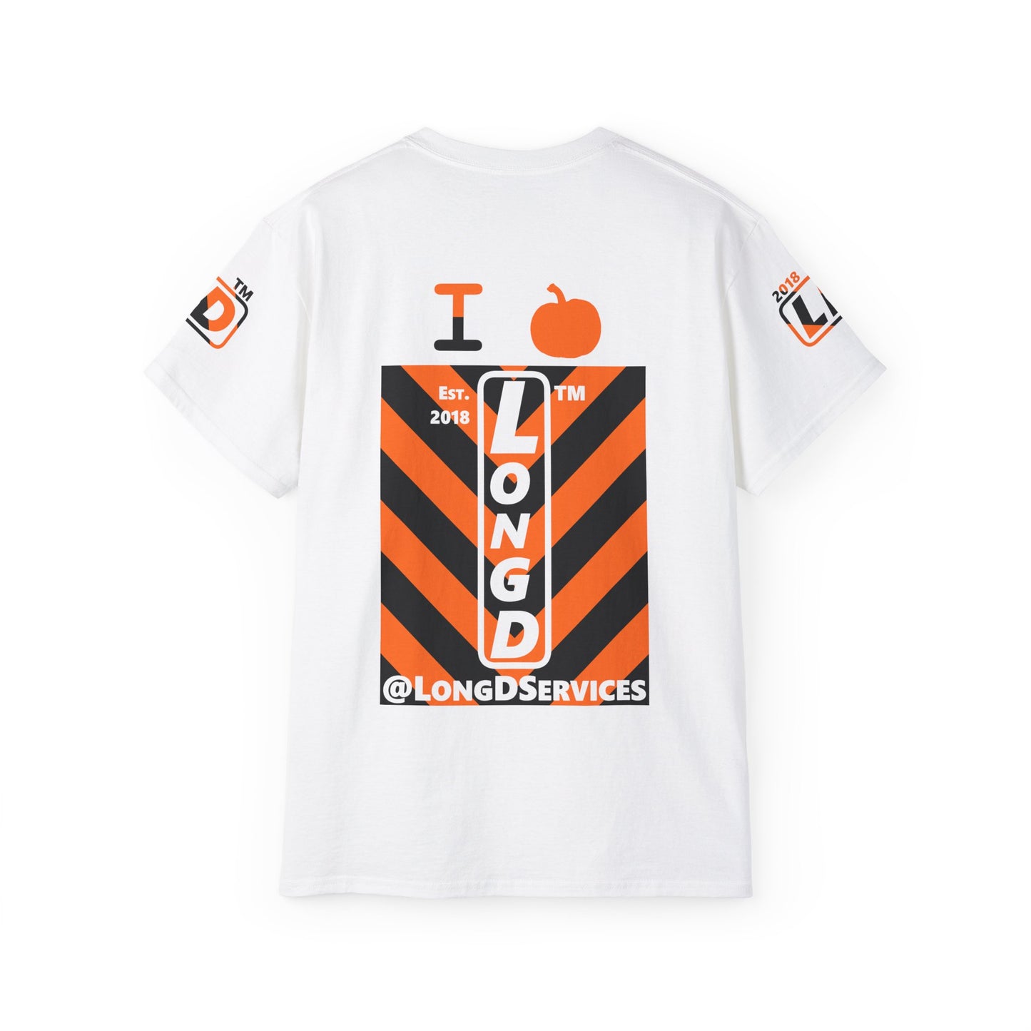 I pumpkin LongD Tag negative upright downward chevron 4-print logo cotton tee