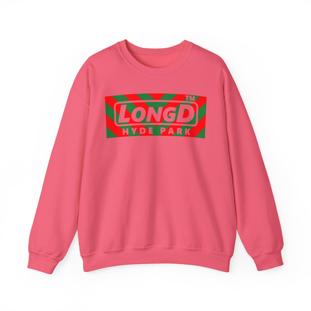 LongD Hyde Park negative downward chevron front-back logo (Xmas colors) crewneck sweatshirt