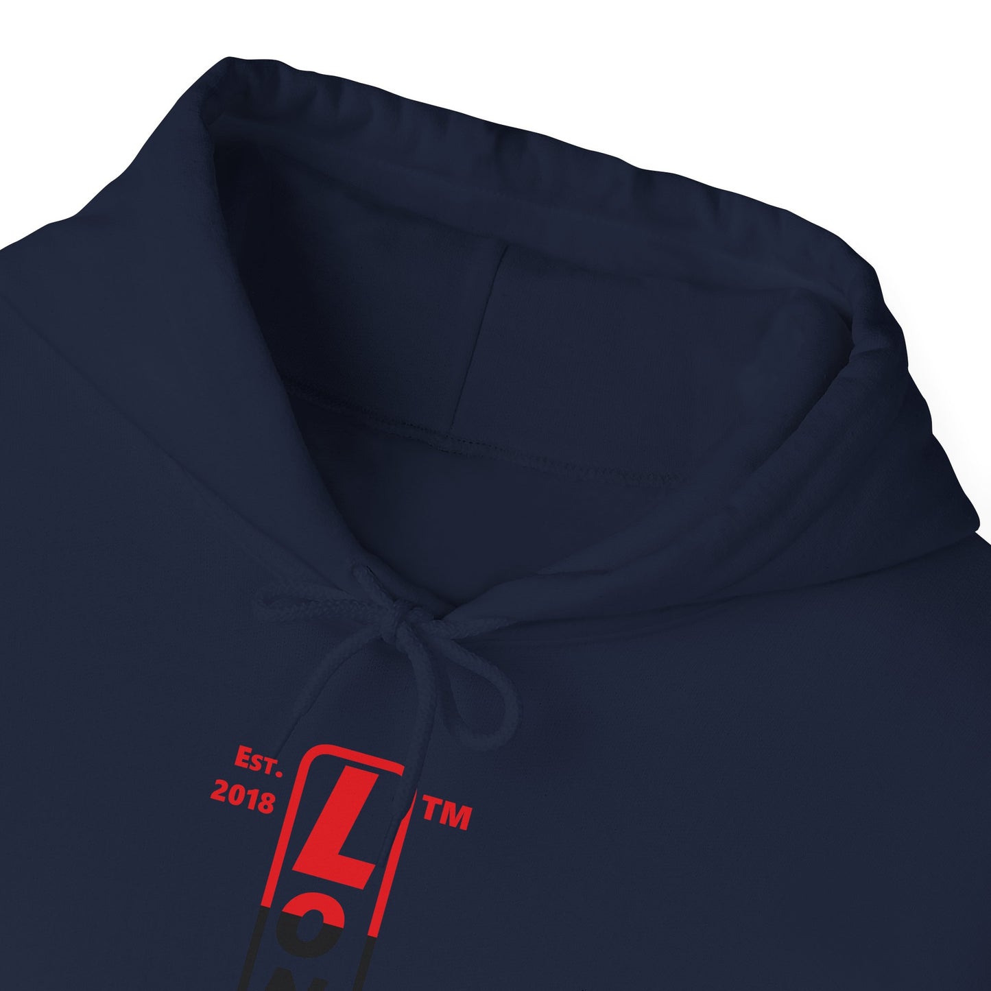 LongD® positive horizontal 3-striped upright Hyde Park logo hoodie (Juneteenth colors)