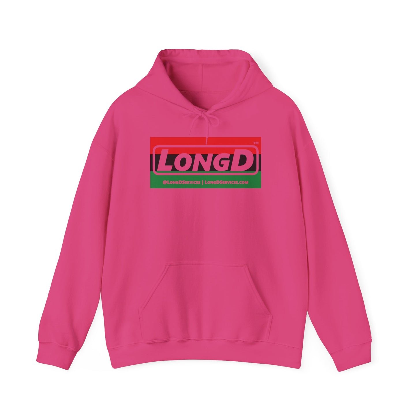 LongD® Logo Hoodie with Juneteenth striped negative text
