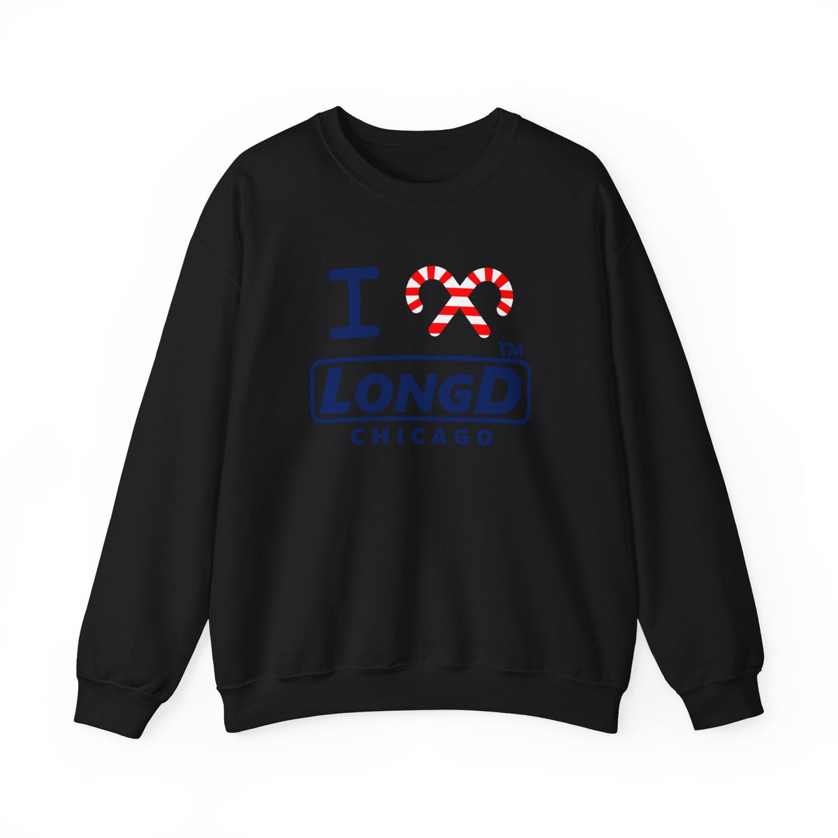 I candy cane LongD Chicago positive official basic navy front-back logo crewneck sweatshirt