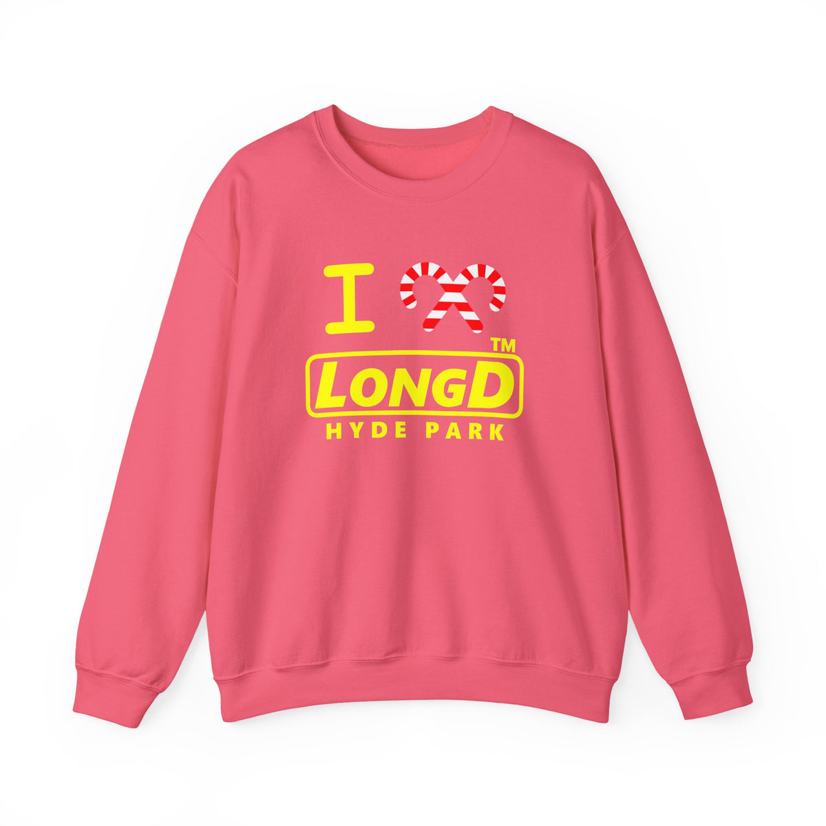 I candy cane LongD Hyde Park positive alternate basic yellow logo crewneck sweatshirt