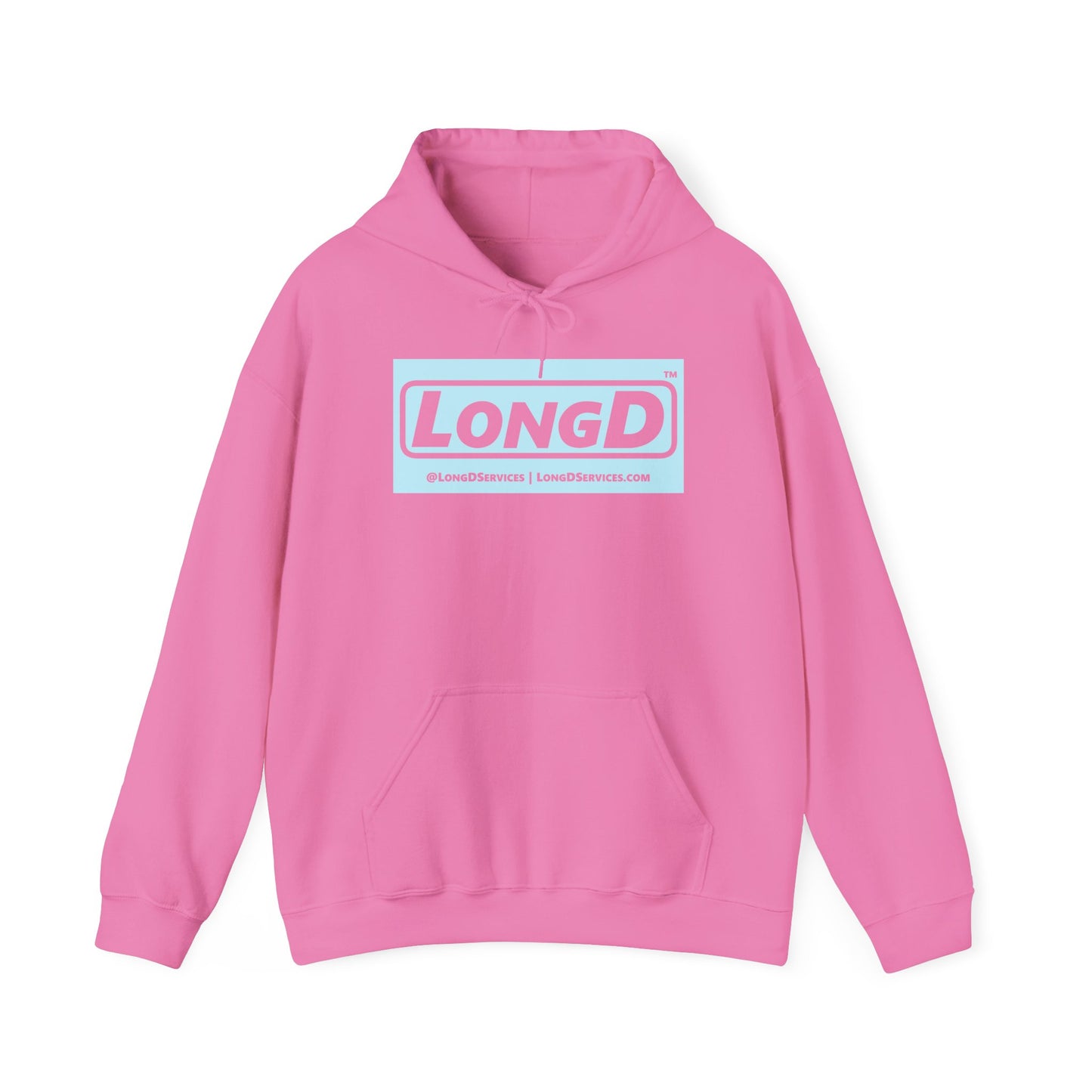 LongD® Logo Hoodie pastel negative blue text