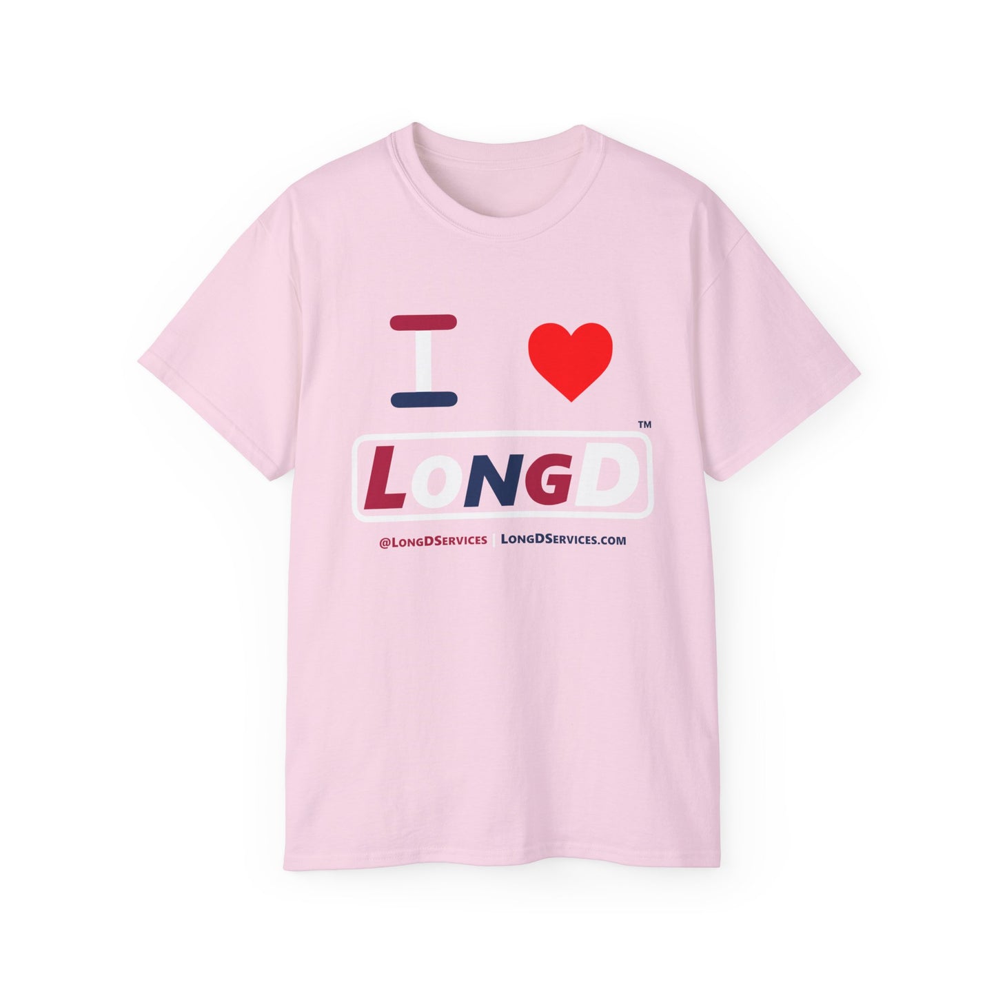 I Luv LongD® Logo Cotton Tee Red, White and Blue positive varied elements text
