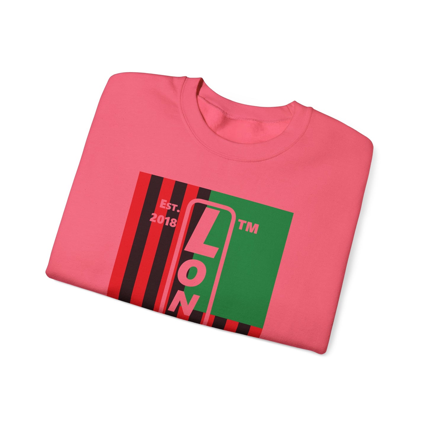 LongD negative cropped flag Chicago upright logo crewneck sweatshirt (Juneteenth colors)