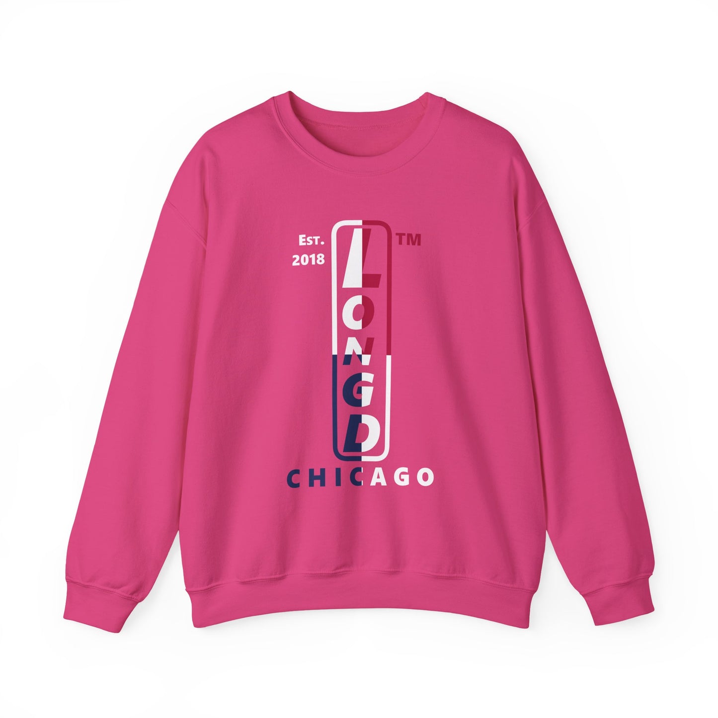 LongD positive quarters Chicago upright logo crewneck sweatshirt (patriotic colors)