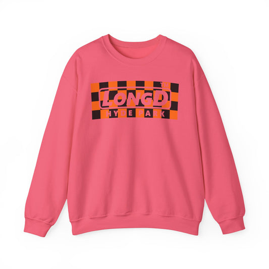 LongD Hyde Park negative checkered logo (Halloween colors) crewneck sweatshirt