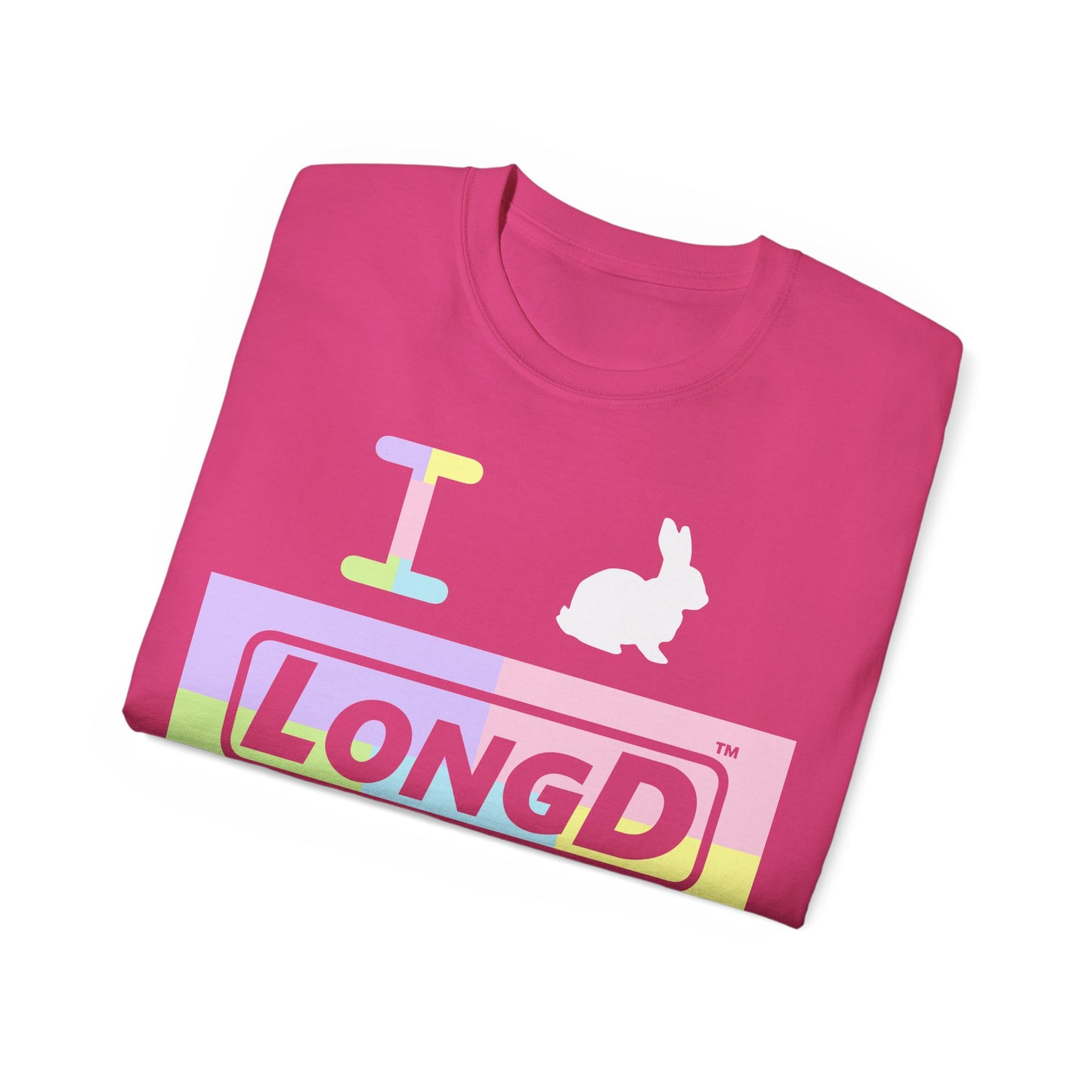 I Bunny LongD® Logo Cotton Tee Easter pastel variety negative text (white Easter Bunny)