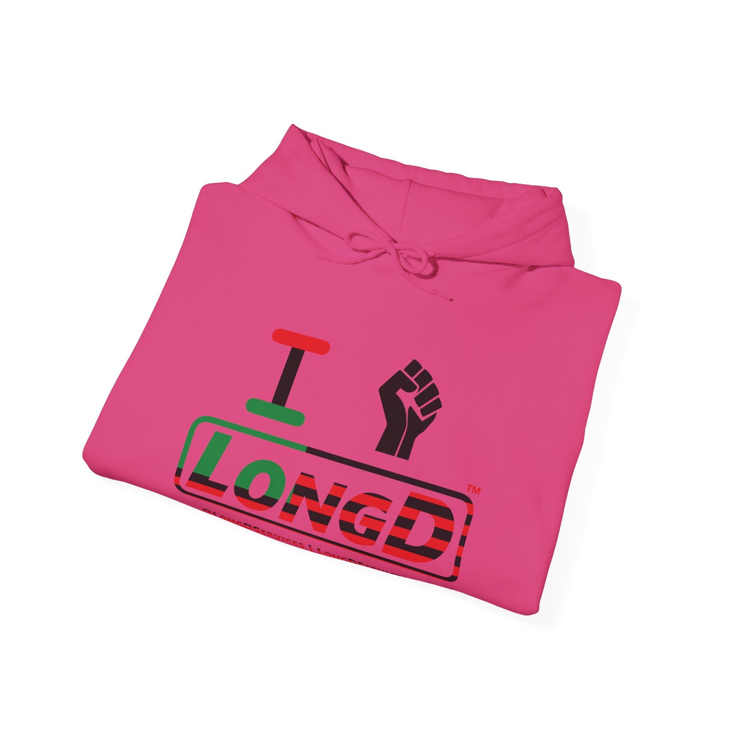 I Fist LongD® Logo Hoodie with Juneteenth black fist positive flag